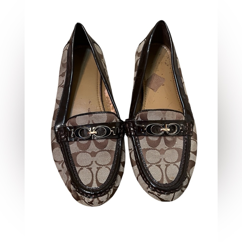 Coach Signature Brown and Cream Loafers